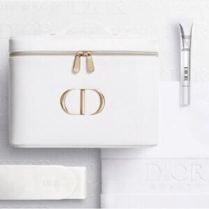Dior White-Gold Vanity Mirror Case Bundle